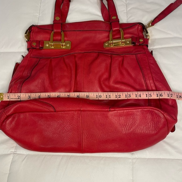 B Makowsky Red Leather Handbag - Picture 13 of 16